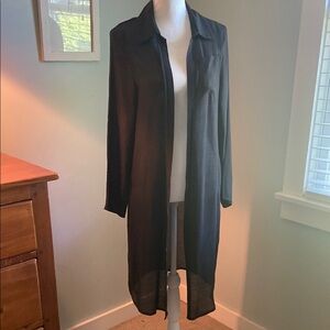 Rebellion Black Sheer Longline Duster Cover Up Sz S